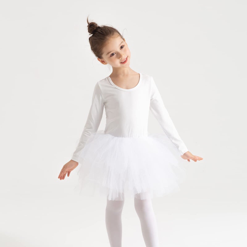 Tutu.kk Toddler Girls' Camisole Tutu Dance Leotard with Fluffy Skirt Tutu Dress for Dance, Ballet White 3-4 Years - Image 4